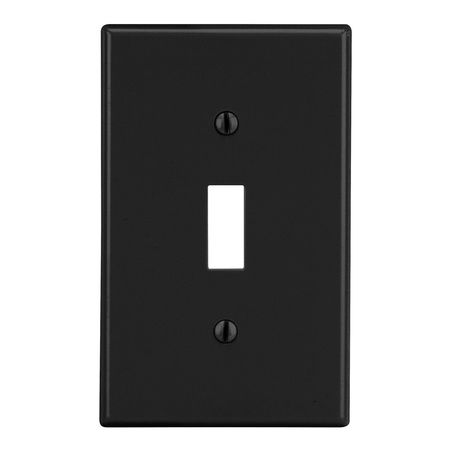 HUBBELL WIRING DEVICE-KELLEMS Wallplate, Toggle, 1-Gang, Black P1BK